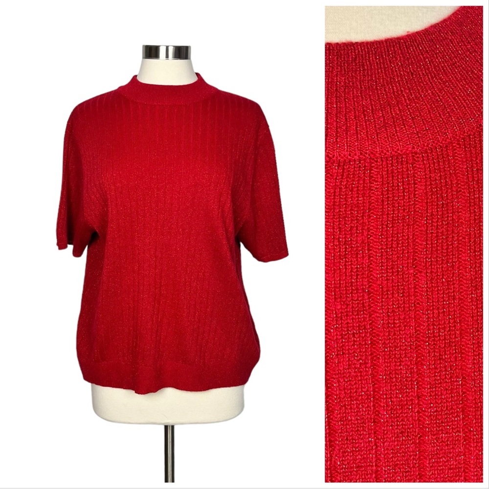 Sag Harbor Sparkly Red Sweater